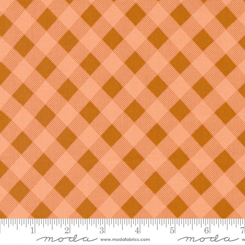 Meander Peach Picnic Check Yardage by Aneela Hoey for Moda Fabrics