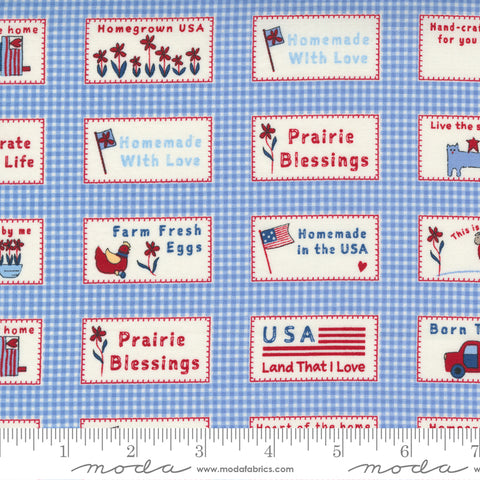 Prairie Days Sky Blue Prairie Tags Yardage by Bunny Hill Designs for Moda Fabrics