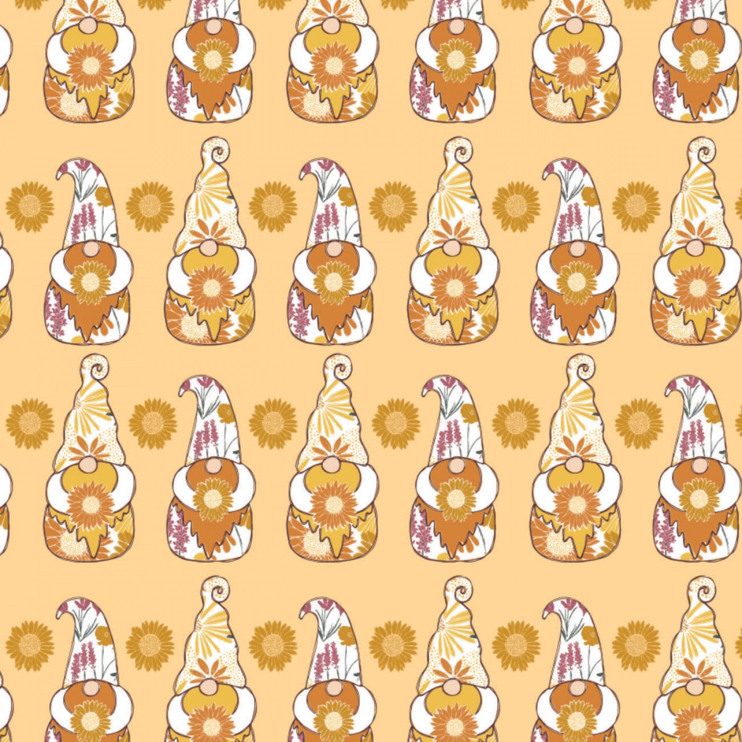 Harvest Time Orange Gnome Sweet Gnome Yardage designed by Vicky Yorke for Camelot Fabrics