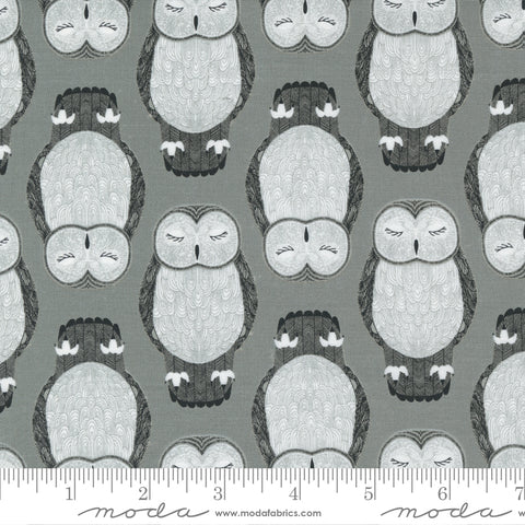 Nocturnal Raincloud Sleeping Owls Yardage by Gingiber for Moda Fabrics