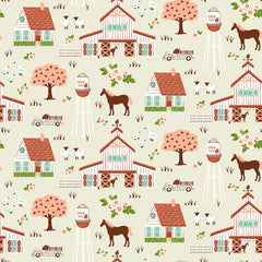 Cottage Farm Ivory Cottage Farm Vignette Yardage by Judy Jarvi for Windham Fabrics