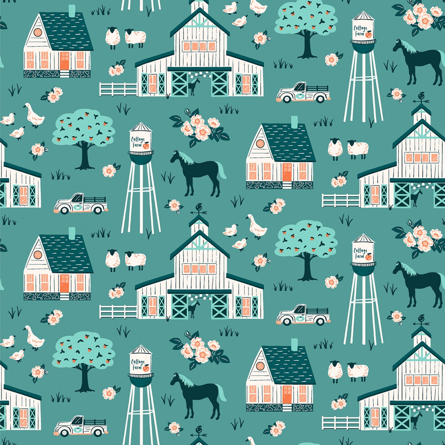 Cottage Farm Hosta Cottage Farm Vignette Yardage by Judy Jarvi for Windham Fabrics