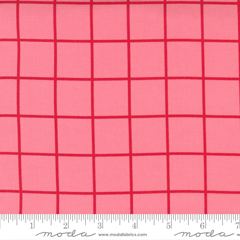 One Fine Day Pink Windowpane Yardage by Bonnie & Camille for Moda Fabrics