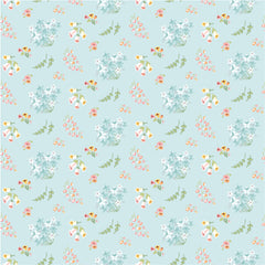 Hollyhock Lane Teal Bloom Yardage by Lori Woods for Poppie Cotton Fabrics