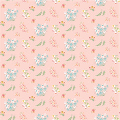 Hollyhock Lane Pink Bloom Yardage by Lori Woods for Poppie Cotton Fabrics