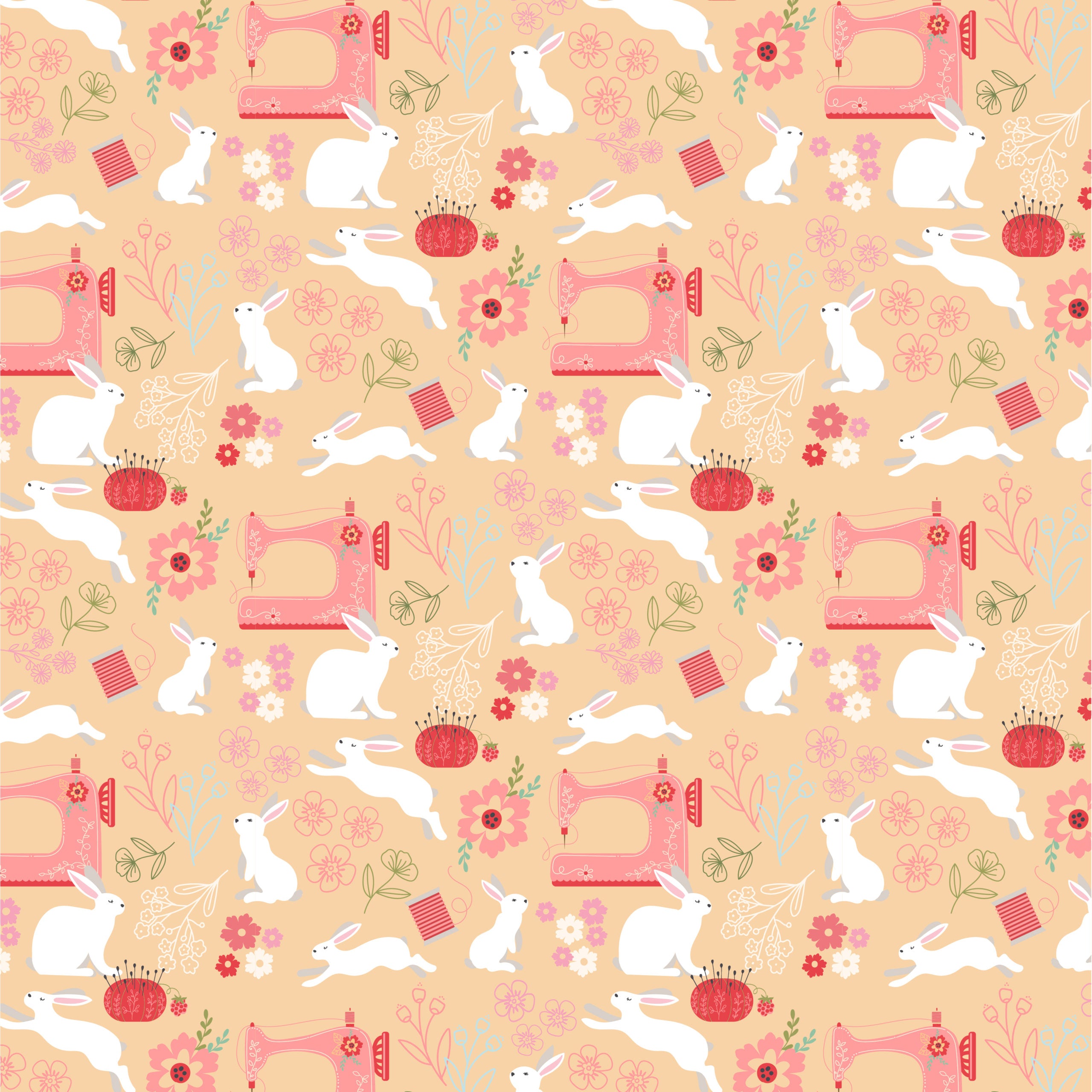 Poppie's Patchwork Club Cream Beatrix Yardage by Lori Woods for Poppie Cotton Fabrics