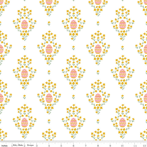 BOLT END 41" Easter Egg Hunt White Eggs Yardage by Natalia Juan Abello for Riley Blake Designs