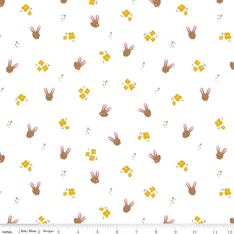 BOLT END 46" Easter Egg Hunt White Bunnies Yardage by Natalia Juan Abello for Riley Blake Designs