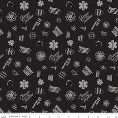 Nobody Fights Alone Black Tossed Yardage by Riley Blake Designs