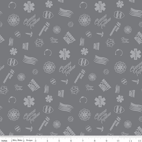 Nobody Fights Alone Gray Tossed Yardage by Riley Blake Designs