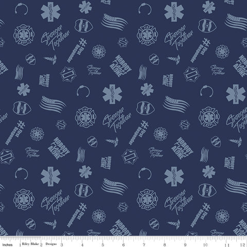 BOLT END 49" Nobody Fights Alone Navy Tossed Yardage by Riley Blake Designs
