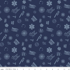 Nobody Fights Alone Navy Tossed Yardage by Riley Blake Designs