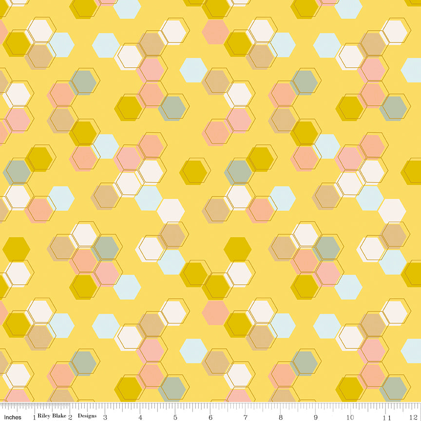Harmony Sunshine Honeycomb Yardage by Melissa Lee for Riley Blake Designs