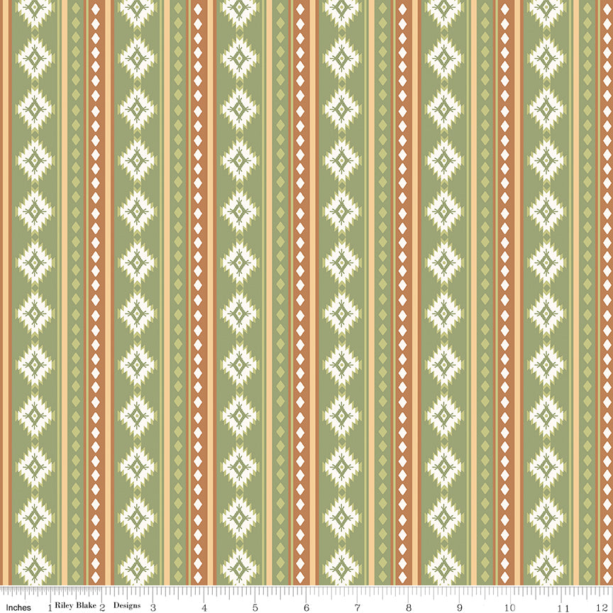 Beneath The Western Sky Green Stripes Yardage by Gracey Larson for Riley Blake Designs