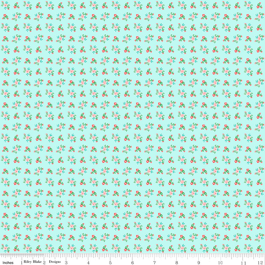 Quilt Fair Aqua Ditzy Yardage by Tasha Noel for Riley Blake Designs