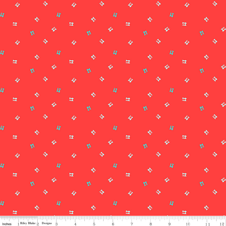 Quilt Fair Red Sewing Machines Yardage by Tasha Noel for Riley Blake Designs