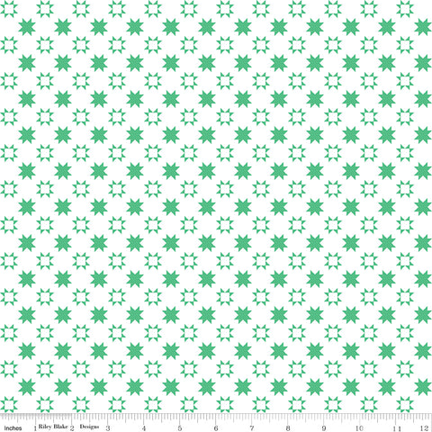Quilt Fair Green Quilty Stars Yardage by Tasha Noel for Riley Blake Designs