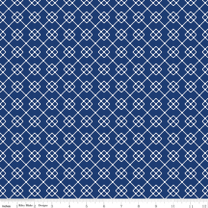 Quilt Fair Navy Quilty Chain Yardage by Tasha Noel for Riley Blake Designs