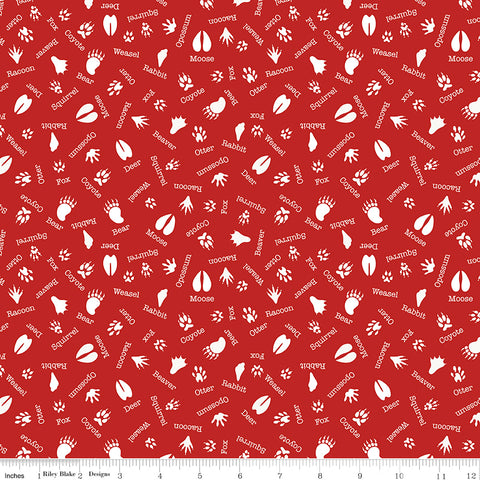 Into The Woods Red Tracks Yardage by Lori Whitlock for Riley Blake Designs