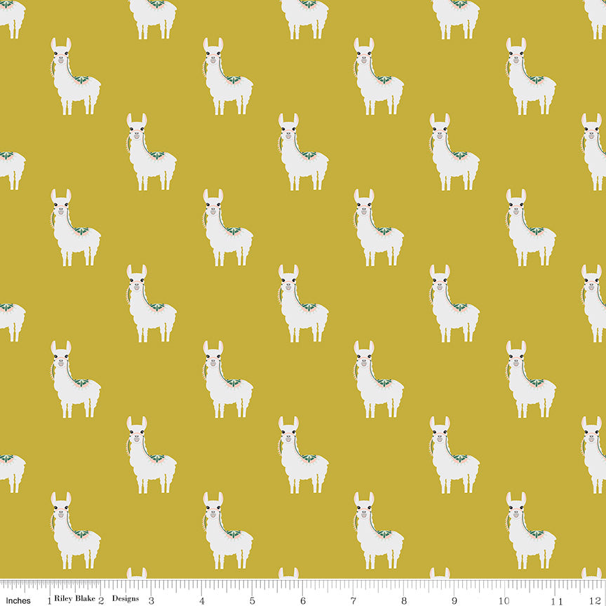Hibiscus Citron Alpacas Yardage by Simple Simon and Co. for Riley Blake Designs
