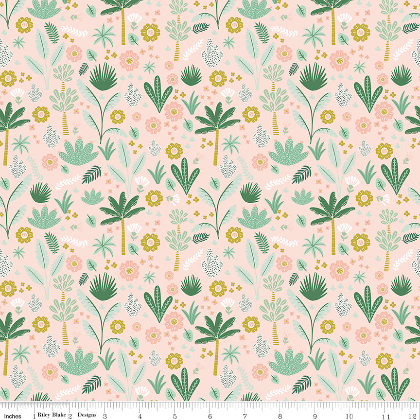 Hibiscus Blush Foliage Yardage by Simple Simon and Co. for Riley Blake Designs