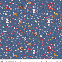 Enchanted Meadow Denim Forest Friends Yardage by Beverly McCullough for Riley Blake Designs