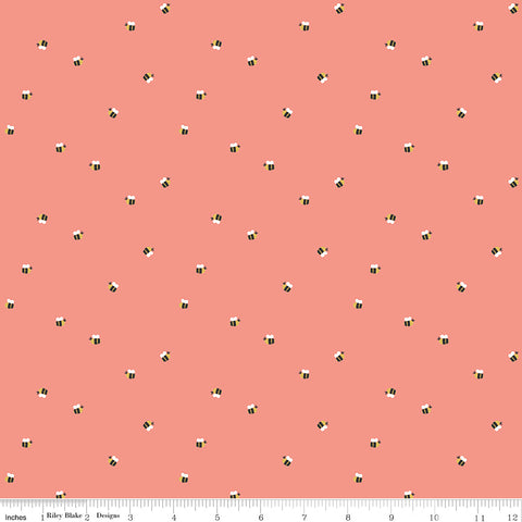 Daybreak Coral Bees Yardage by Fran Gulick for Riley Blake Designs
