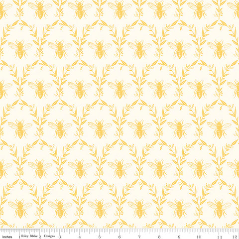 Honey Bee Parchment Damask Yardage by My Mind's Eye for Riley Blake Designs