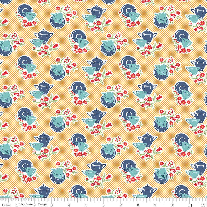 Cook Book Daisy Dishes Yardage by Lori Holt for Riley Blake Designs