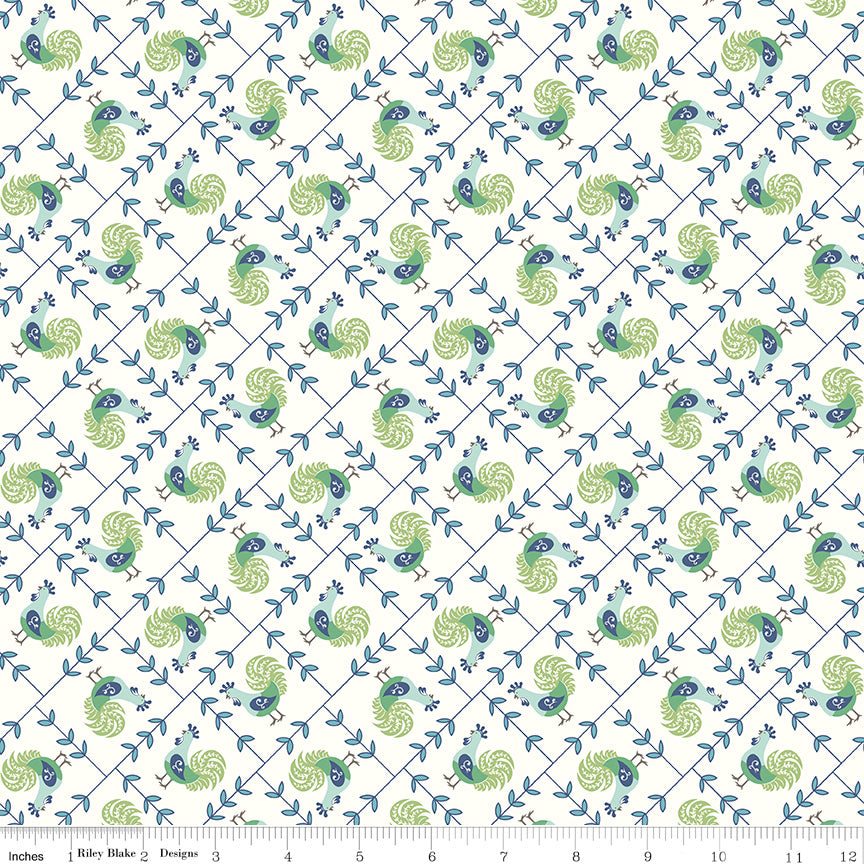 Cook Book Cottage Rooster Yardage by Lori Holt for Riley Blake Designs