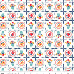 Cook Book Coral Luncheon Yardage by Lori Holt for Riley Blake Designs
