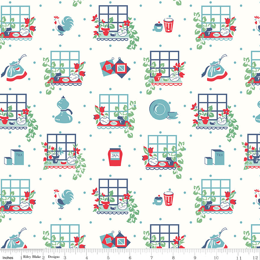 Cook Book Cottage Window Yardage by Lori Holt for Riley Blake Designs