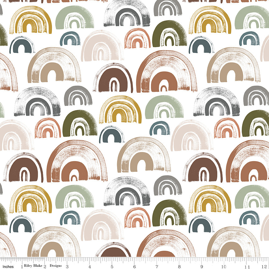 The Waterhole White Rainbows Yardage by Gabrielle Neil Design for Riley Blake Designs