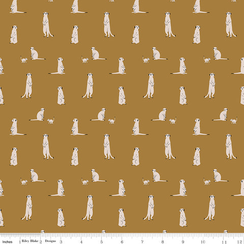 The Waterhole Gold Meerkat Yardage by Gabrielle Neil Design for Riley Blake Designs