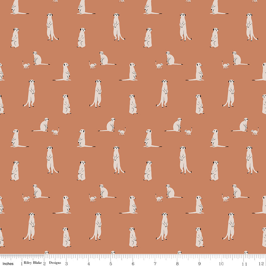 The Waterhole Rust Meerkat Yardage by Gabrielle Neil Design for Riley Blake Designs