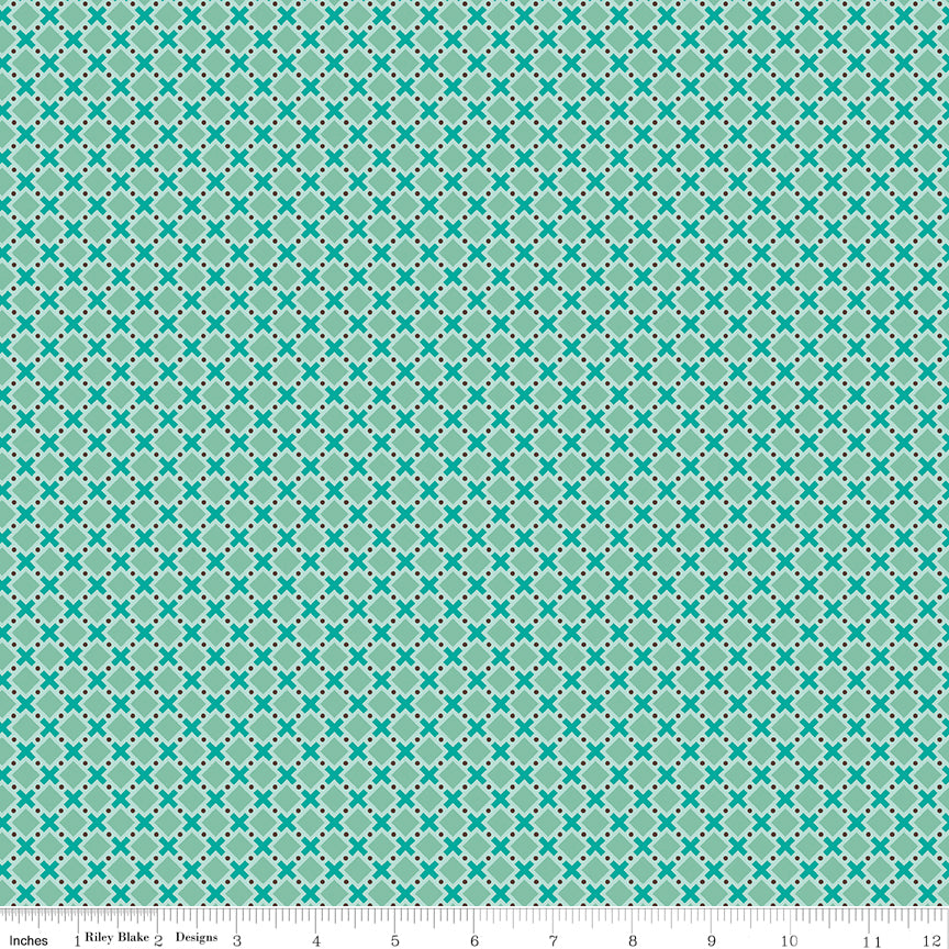 Bee Plaids Seaglass Orchard Yardage by Lori Holt for Riley Blake Designs