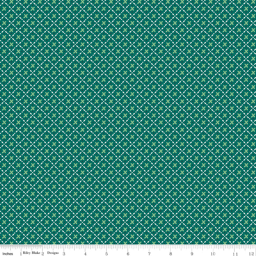 Bee Plaids Jade Barn Dance Yardage by Lori Holt for Riley Blake Designs