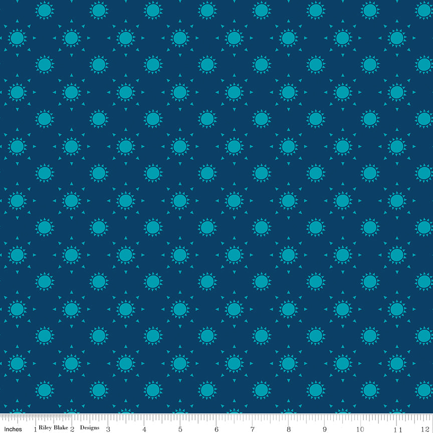 Sunshine Blvd Navy Suns Yardage by Amber Kemp-Gerstel for Riley Blake Designs