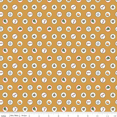 Love You S'more Gold Badges Yardage by Gracey Larson for Riley Blake Designs