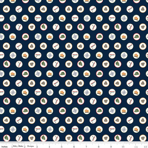 Love You S'more Navy Badges Yardage by Gracey Larson for Riley Blake Designs