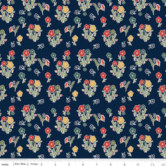 Love You S'more Navy Floral Yardage by Gracey Larson for Riley Blake Designs