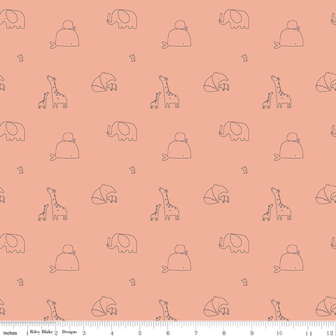 Little Things Coral Animals Yardage by the RBD Designers for Riley Blake Designs