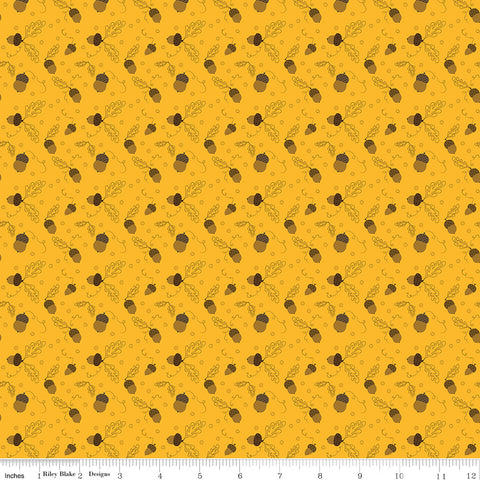 BOLT END 36" Awesome Autumn Saffron Acorns Yardage by Sandy Gervais for Riley Blake Designs