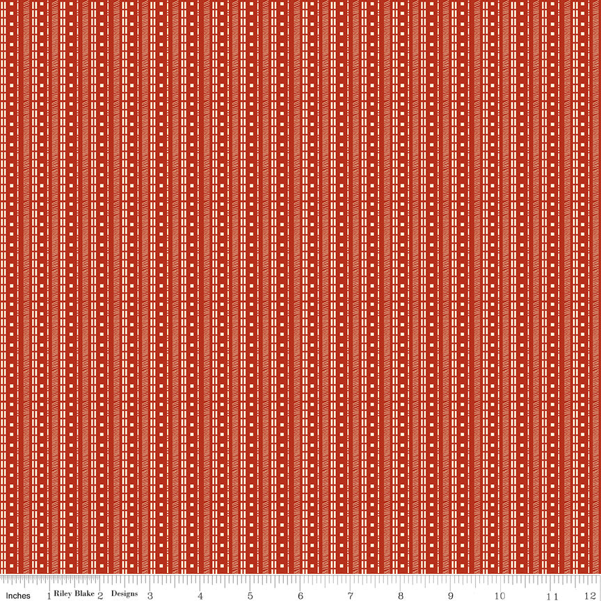 Awesome Autumn Red Stripes Yardage by Sandy Gervais for Riley Blake Designs