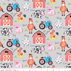 Coloring On The Farm Gray Main Yardage by Riley Blake Designs
