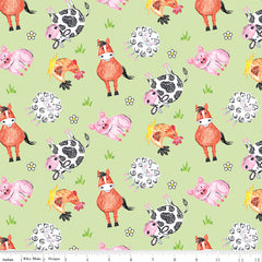 Coloring On The Farm Green Animals Yardage by Riley Blake Designs