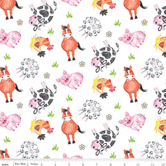 Coloring On The Farm White Animals Yardage by Riley Blake Designs