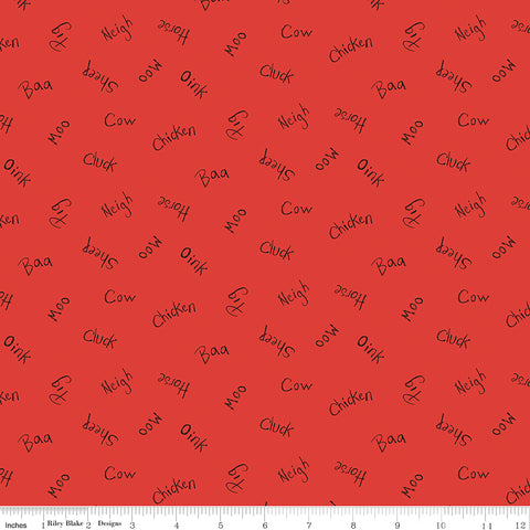 Coloring On The Farm Red Words Yardage by Riley Blake Designs