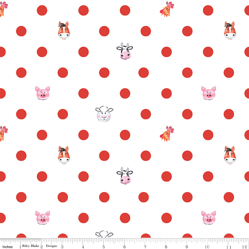 Coloring On The Farm White Dots Yardage by Riley Blake Designs