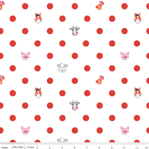 Coloring On The Farm White Dots Yardage by Riley Blake Designs